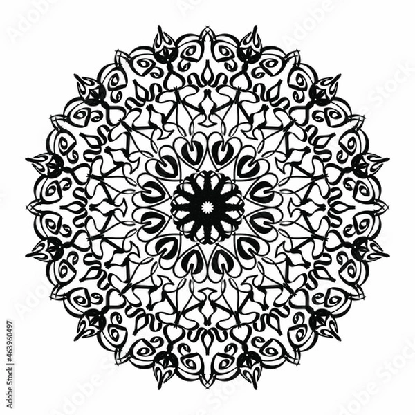 Fototapeta Circular pattern in the form of a mandala for Henna, Mehndi, tattoos, decorations. Decorative decoration in ethnic oriental style. Coloring book page.