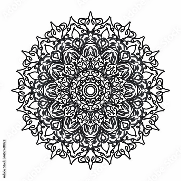 Fototapeta Circular pattern in the form of a mandala for Henna, Mehndi, tattoos, decorations. Decorative decoration in ethnic oriental style. Coloring book page.