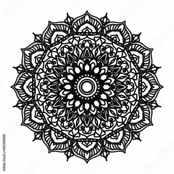 Fototapeta Circular pattern in the form of a mandala for Henna, Mehndi, tattoos, decorations. Decorative decoration in ethnic oriental style. Coloring book page.