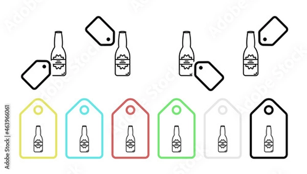 Fototapeta Bottle of beer vector icon in tag set illustration for ui and ux, website or mobile application