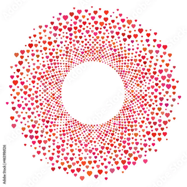 Obraz Abstract red heart pattern circle frame vector illustration.