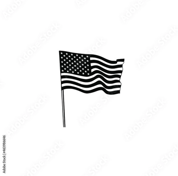 Fototapeta United States flag vector illustration. Stars and stripes, US Flag, Logo, design elements. Black and white. 