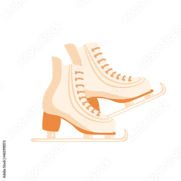 Fototapeta Vector illustration, skates. Figure skating or ice skating. Color illustration in gentle pastel colors. Suitable for use in postcards, invitations, prints, typography, and Christmas souvenir