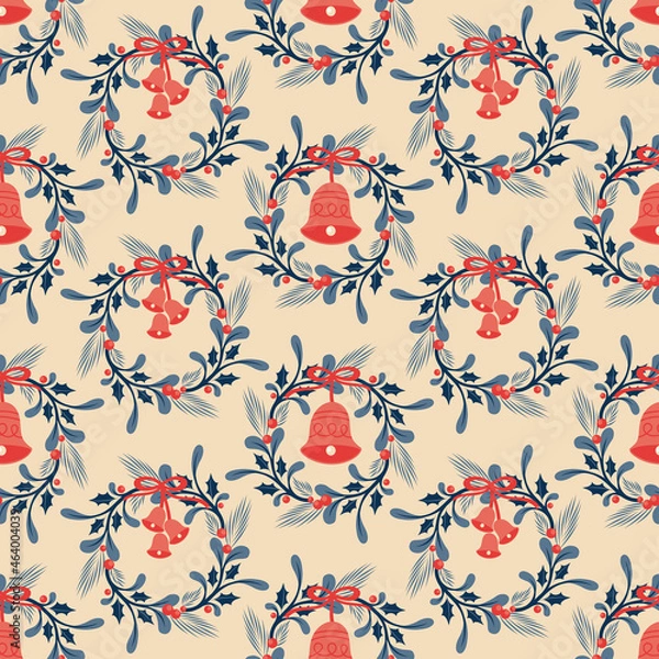 Fototapeta Noel - Wreaths (repeat pattern)