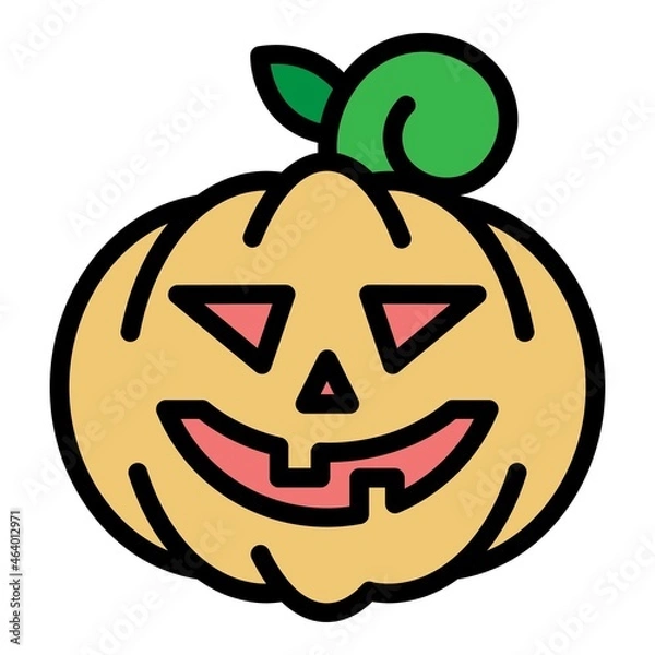 Obraz Decorative halloween pumpkin icon. Outline decorative halloween pumpkin vector icon color flat isolated