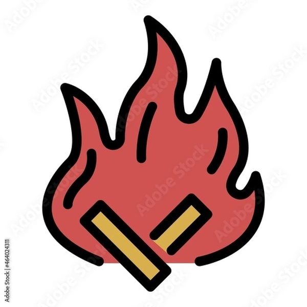 Fototapeta Campfire icon. Outline campfire vector icon color flat isolated