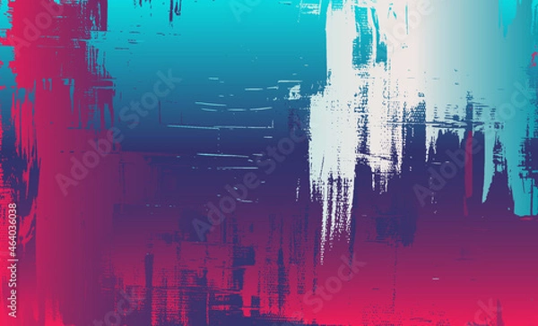 Fototapeta Surreal game landscape. Magenta teal purple artwork on canvas. Abstract background painting, dirty art fantasy