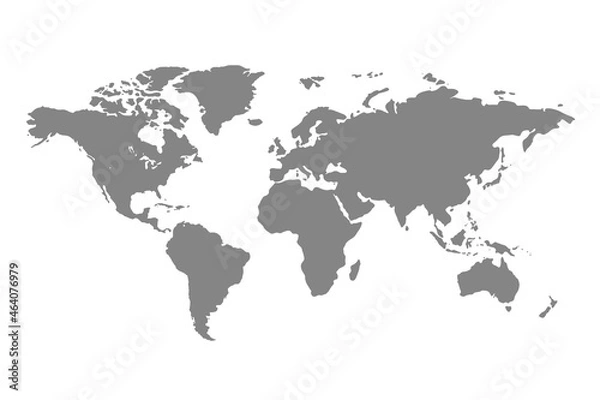 Obraz World map vector, isolated on white background. Flat Earth, gray map template for web site pattern, annual report, infographics. Globe similar world map icon. vector EPS10 