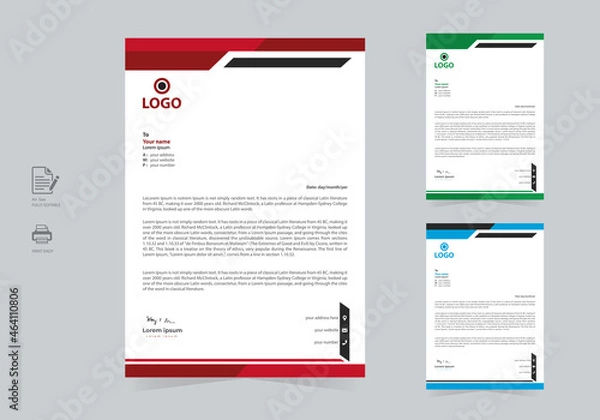 Obraz Abstract Letterhead Design Modern Business Letterhead Template Free Vector