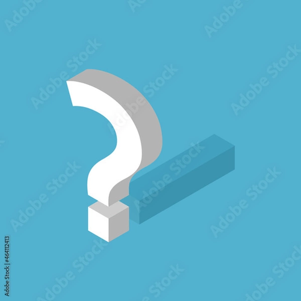 Obraz Isometric question mark with exclamation shadow. Hidden risk, opportunity, problem, confusion and indecision concept. Flat design. Vector illustration. EPS 8, no gradients, no transparency