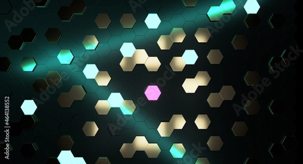 Fototapeta 3D futuristic honeycomb mosaic background, top view, illustration