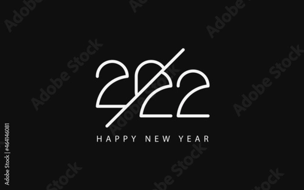 Obraz Happy New Year 2022 text design. Minimalistic text template