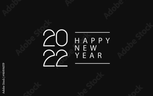 Obraz Happy New Year 2022 text design. Minimalistic text template