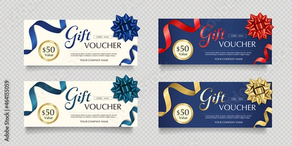 Fototapeta 赤と青と金のスターボウのギフトカードベクターイラスト
