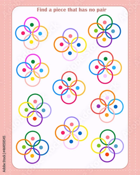 Fototapeta  Logic game for children. Find which shape is unpaired. Development of attention