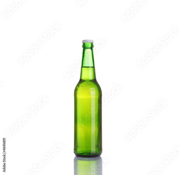 Obraz green beer bottle isolated over white background