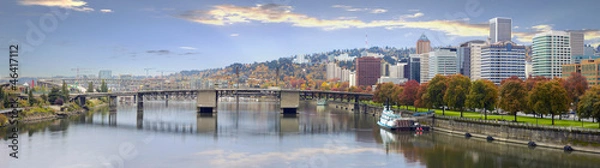 Obraz Portland Oregon Downtown Skyline and Bridges