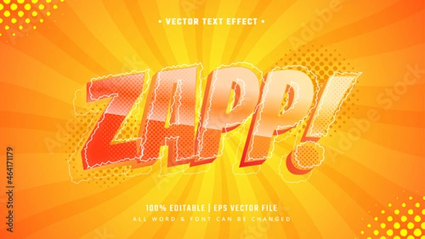 Fototapeta Zap Retro Cartoon 3d Text Style Effect. Editable Illustrator Text Style.