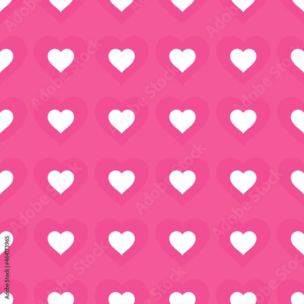 Fototapeta White, Pink hearts seamless pattern for background.