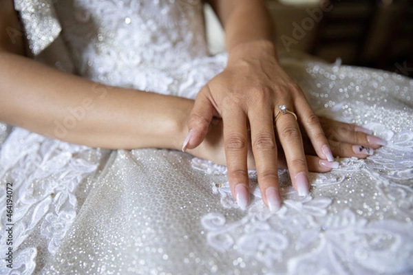 Obraz Brides wedding ring with diamond 