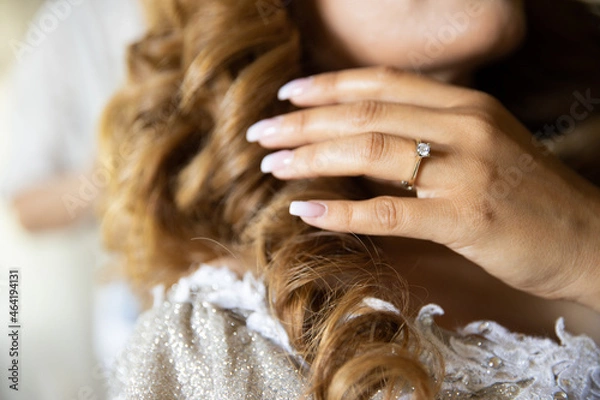 Obraz Brides wedding ring with diamond 