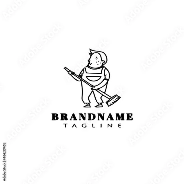 Fototapeta caretaker logo cartoon icon design template black isolated vector illustration