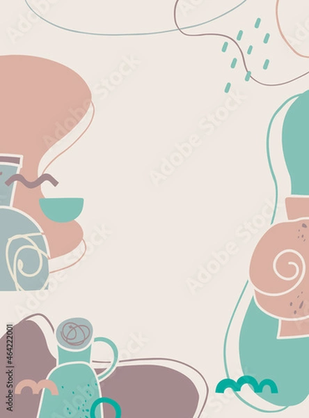 Fototapeta Abstract art templates with vases. Vector background. Illustration for mobile apps, social media posts, designs, banners and advertisements.