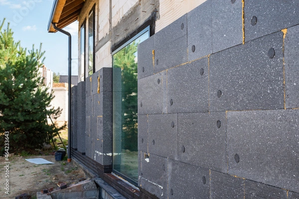 Fototapeta facade with thermal insulation of a single-family house
