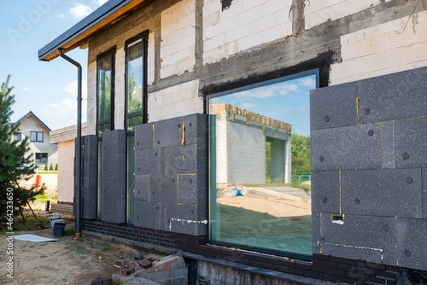 Fototapeta facade with thermal insulation of a single-family house