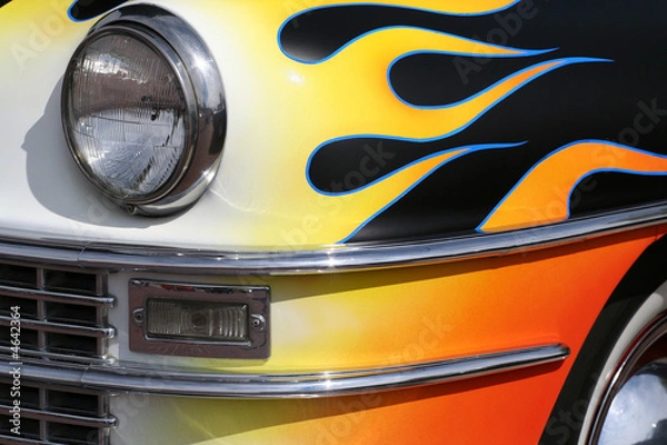 Fototapeta Headlight and Flames
