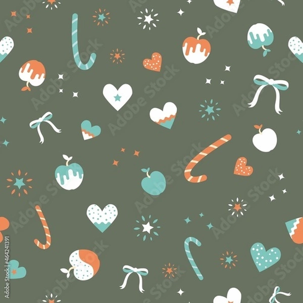 Fototapeta Seamless festive christmas background with christmas decoration. Simple background with christmass mood for web, print, background, wallpaper, scrapbooking, wrapping paper, textile