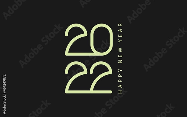 Fototapeta Happy New Year 2022 text design. Minimalistic text template