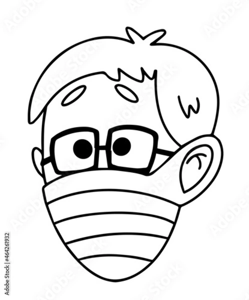 Fototapeta Medical Face Mask Icon. Simple thin line mark with person wearing protective mask.