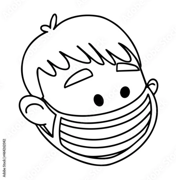Fototapeta Medical Face Mask Icon. Simple thin line mark with person wearing protective mask.