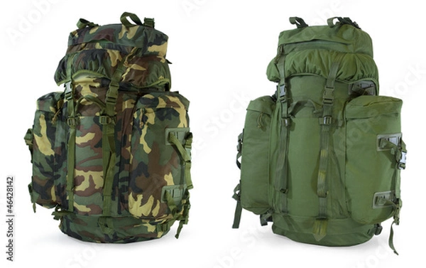 Obraz Military or survival  hunters  backpacks set isolated on white