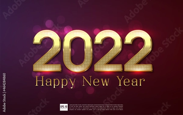Fototapeta Happy new year 2022 editable text number luxury design