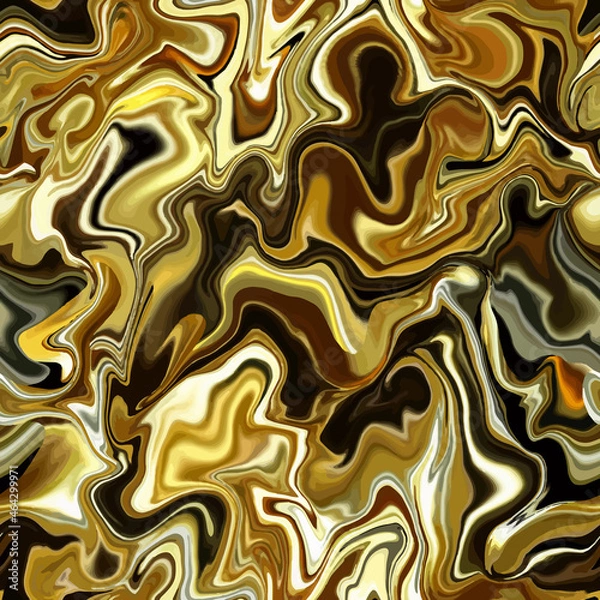 Fototapeta Marble texture seamless pattern. Grey, black, gold abstract background. Seamless liquid fluid. Ebru style effect. Aqua ink print .Vector