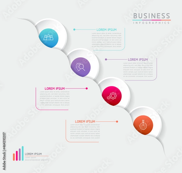 Fototapeta Vector illustration, infographics design, template, marketing, information, with 4 options or steps