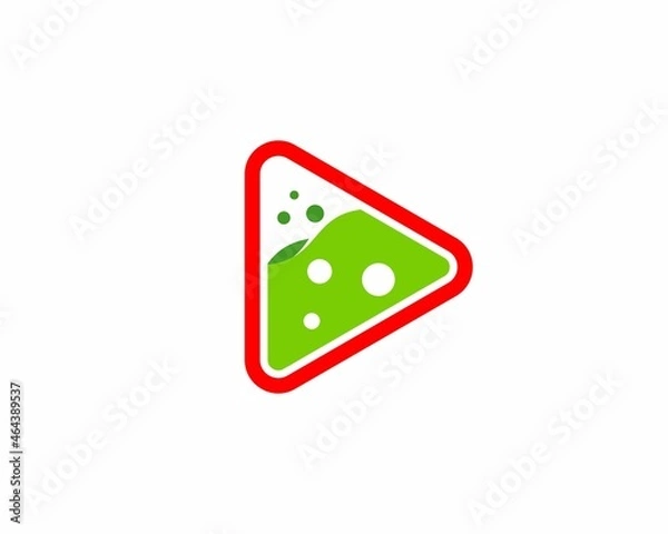 Fototapeta Play button with laboratory liquid inside