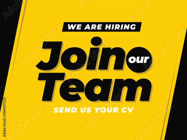 Fototapeta Hiring recruitment poster design. Vector illustration. Open a Template design job.