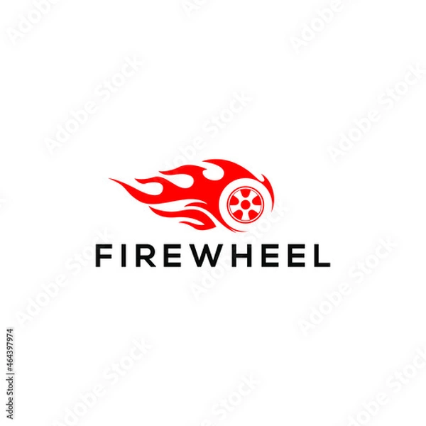 Fototapeta Fire wheels logo concept vector. Speed logo with fire and wheel