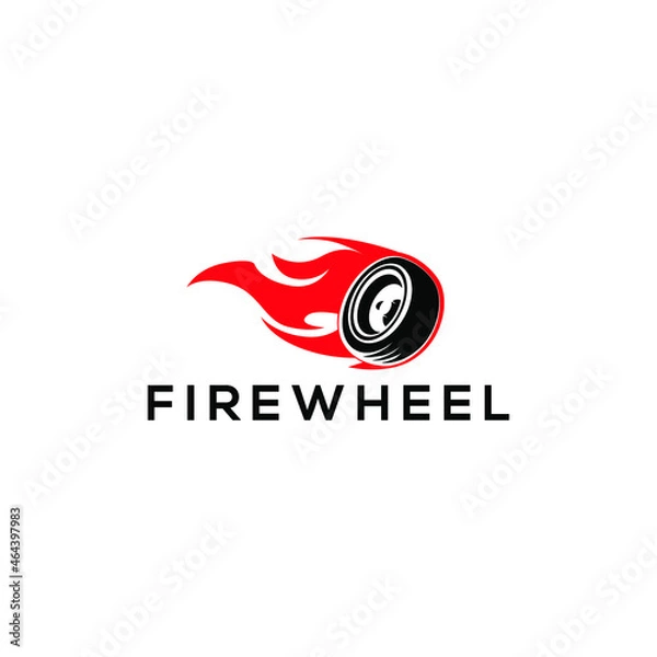 Fototapeta Fire wheels logo concept vector. Speed logo with fire and wheel