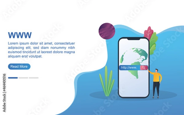 Fototapeta Illustration concept of www with search engine on the screen.