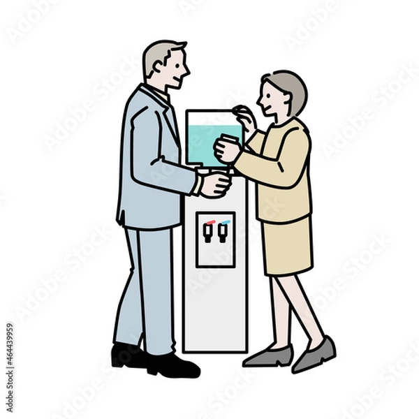 Obraz ウォーターサーバーの前で談笑する人たちイラスト素材