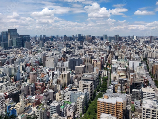 Fototapeta Panorama view of Tokyo with skyscrapers in Nihonbashi and Akihabara