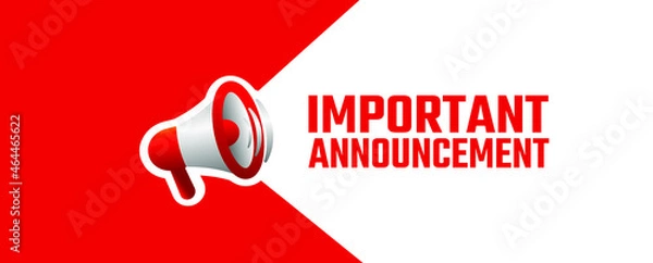Fototapeta important announcement sign on white background	