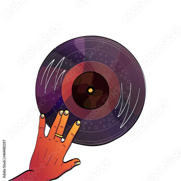 Fototapeta record and hand. scratch.