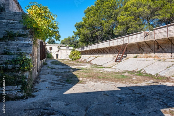 Obraz Fort Benedetto, Part of the Barbariga Defence Groupin Istria. Forno Fortress is a coastal fortress located in Barbariga, which the Austrian Navy built in 1904 to protect its main port.
