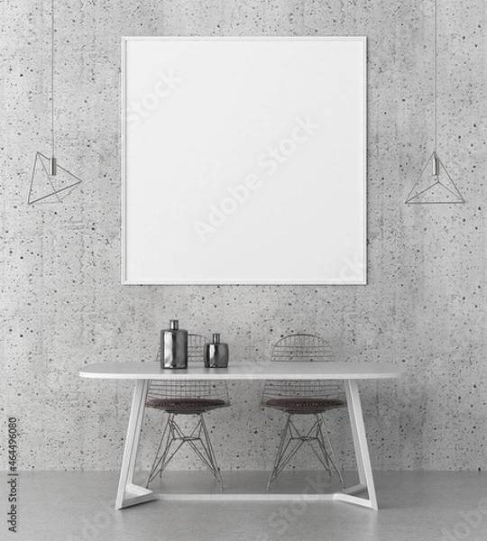 Fototapeta 3D Mockup photo frame in Modern interior of living room