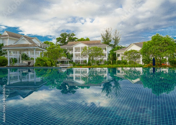 Fototapeta White colonial condominium